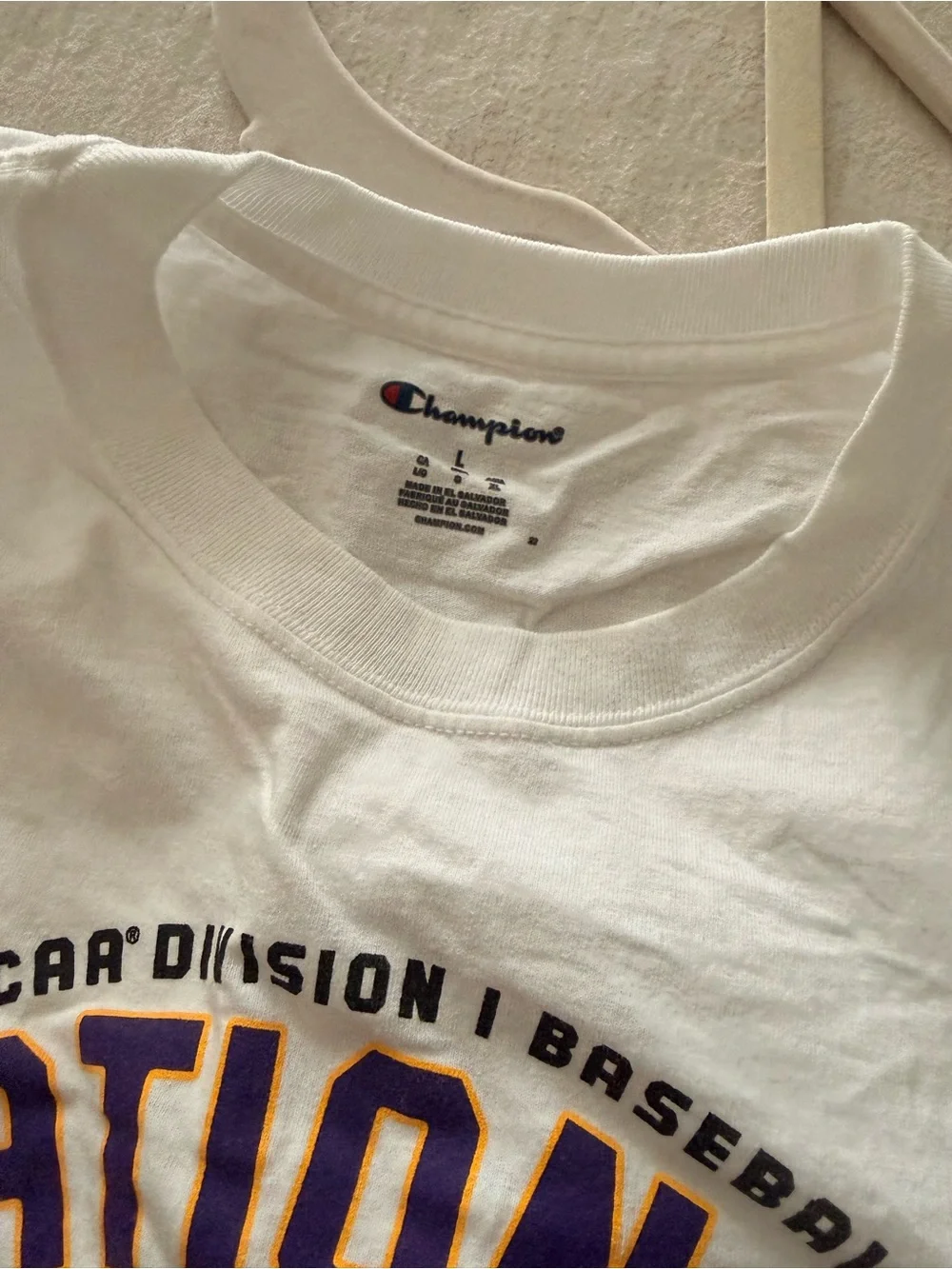 LSU 2023 National Champions White Baseball Tee - Picture 2 of 2